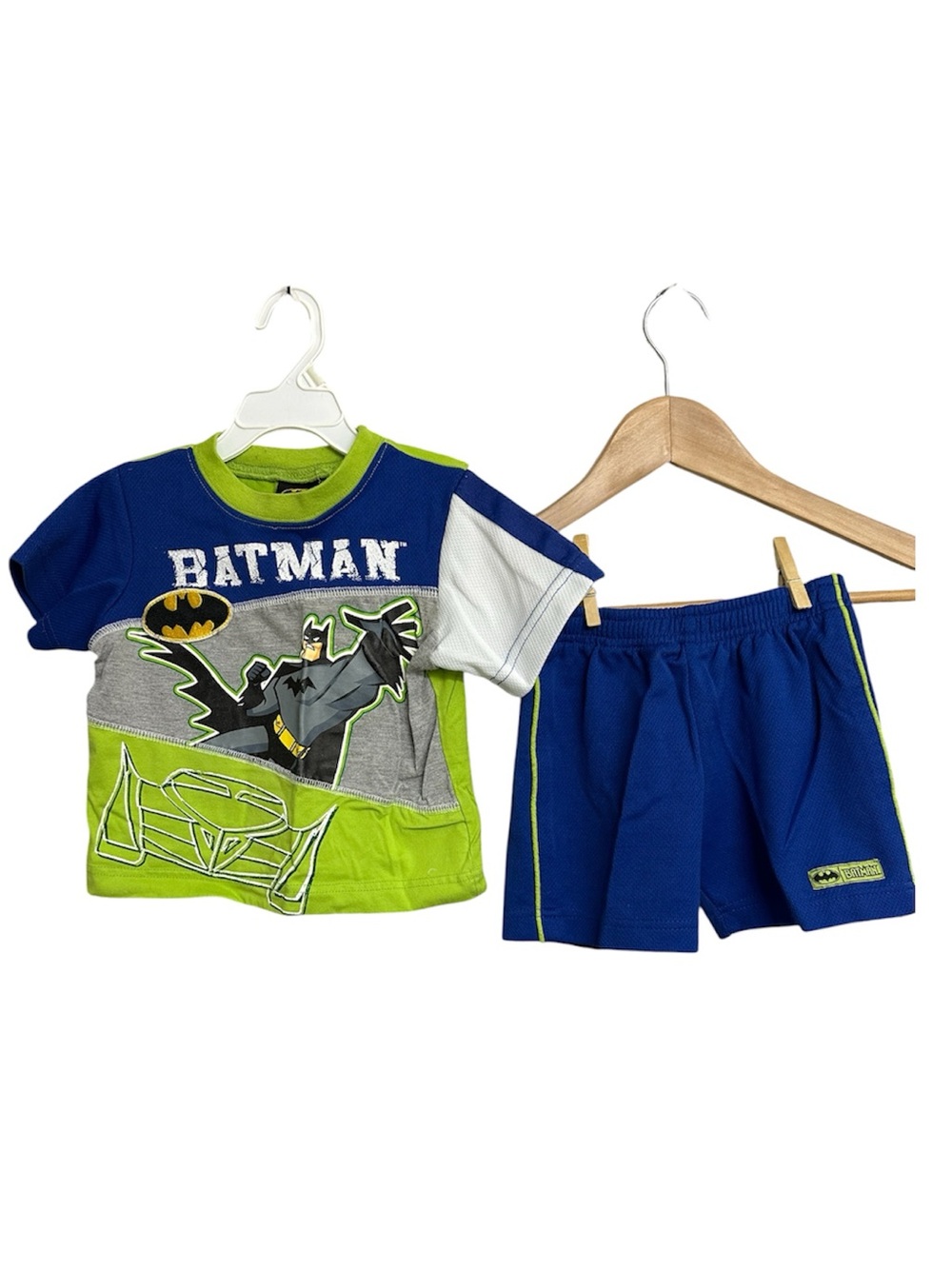 Batman Kids Blue, Green and Gray Short Sleeve Set-Size 18M
